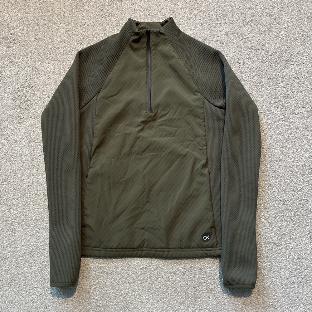 Outerknown Active 1/4 Zip Pullover Jacket Mens Sz XS Olive Green Warm Up